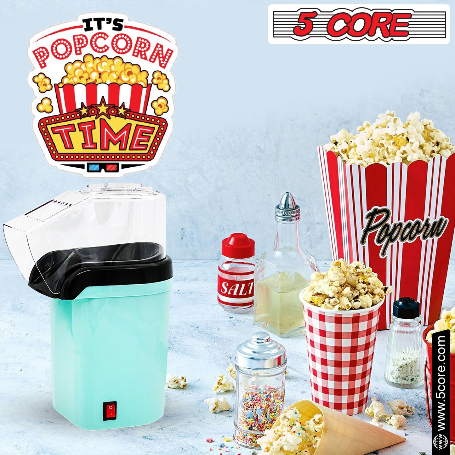 5Core Hot Air Popcorn Machine, 16 Cup, Electric Oil-Free Pop Corn