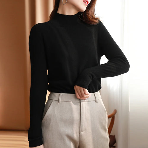 Autumn Winter chic Bottom Sweaters Women Fashion Turtleneck Pullover