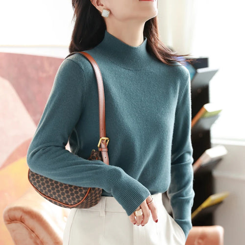 Autumn Winter chic Bottom Sweaters Women Fashion Turtleneck Pullover