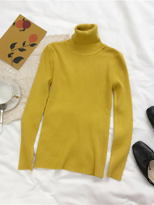 Turtleneck Sweater Womens 2024 Autumn Winter Tops Korean Slim Women