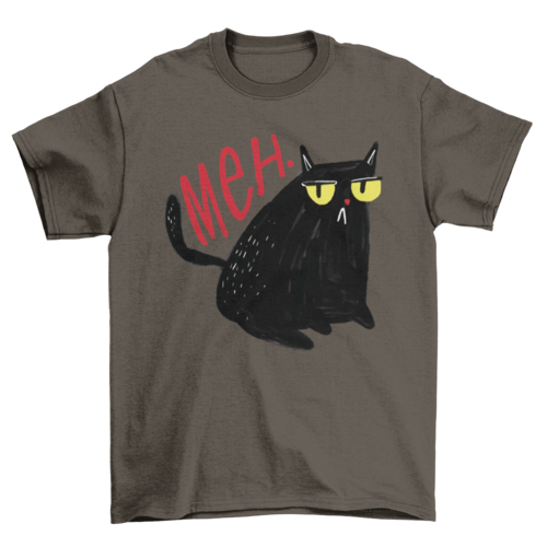 Funny unimpressed meh black cat t-shirt