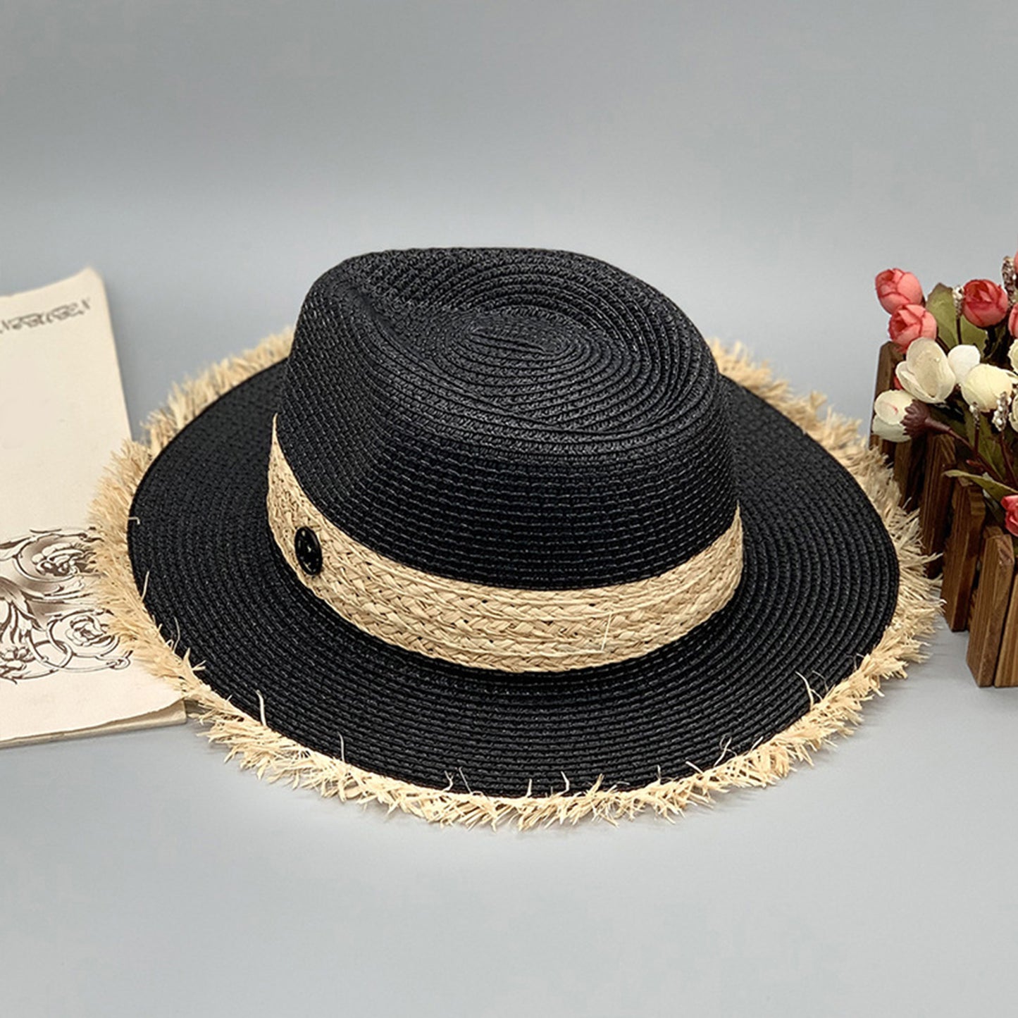 Raw Hem Raffia Hat