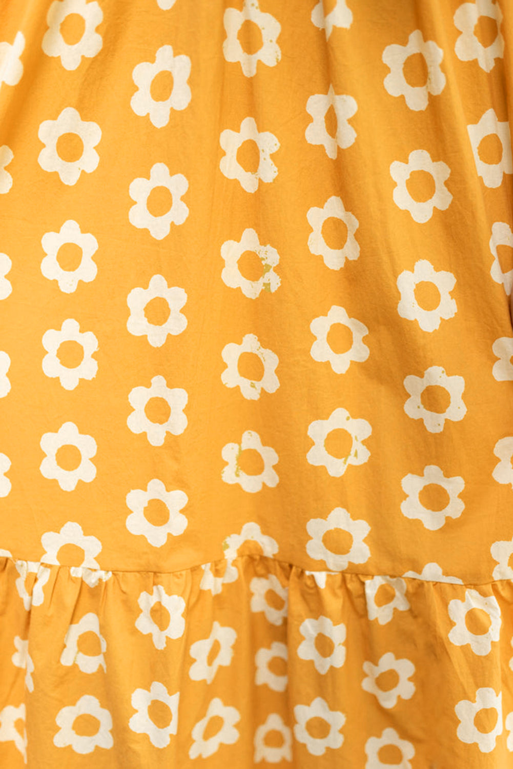 Yellow Flower Print Bracelet Sleeve Buttons Collared Maxi Dress