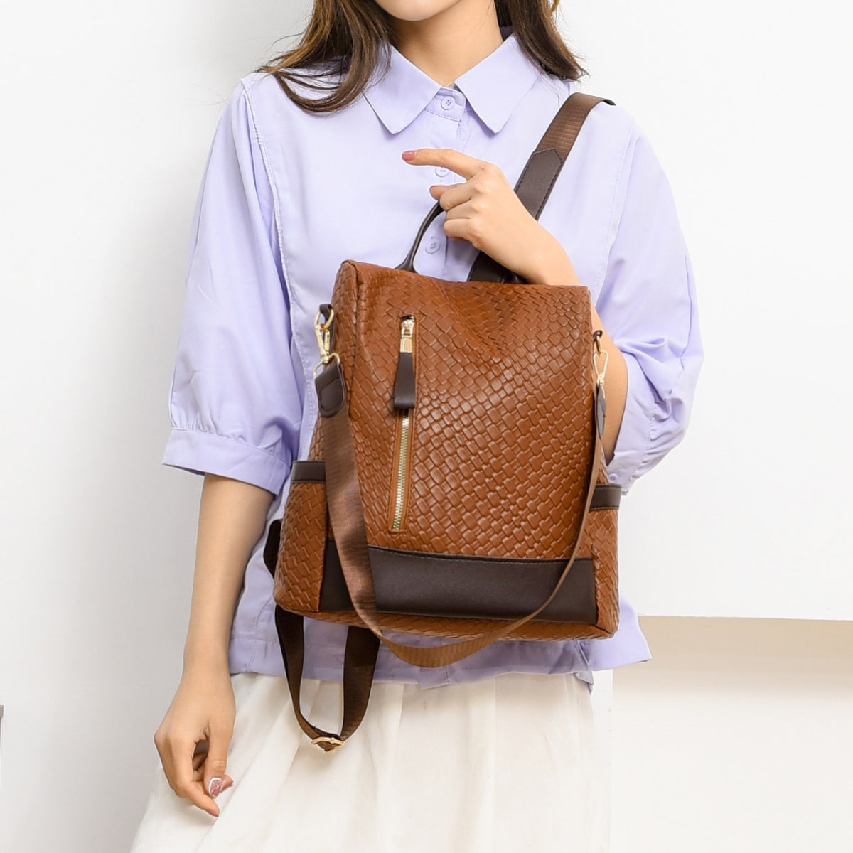 PU Leather Adjustable Straps Backpack Bag