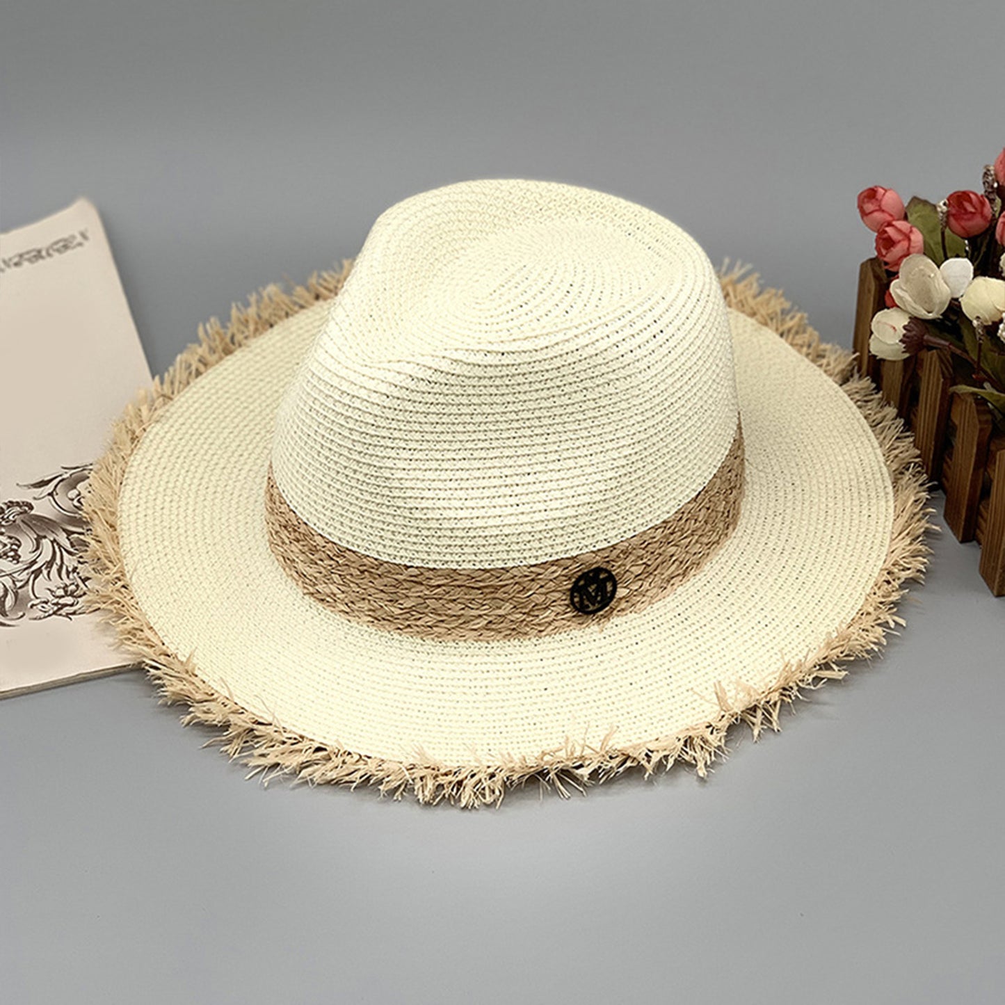 Raw Hem Raffia Hat